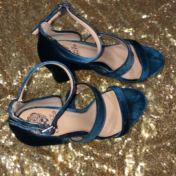 Vince Camuto Suede Blue Heels - Picture 1 of 5